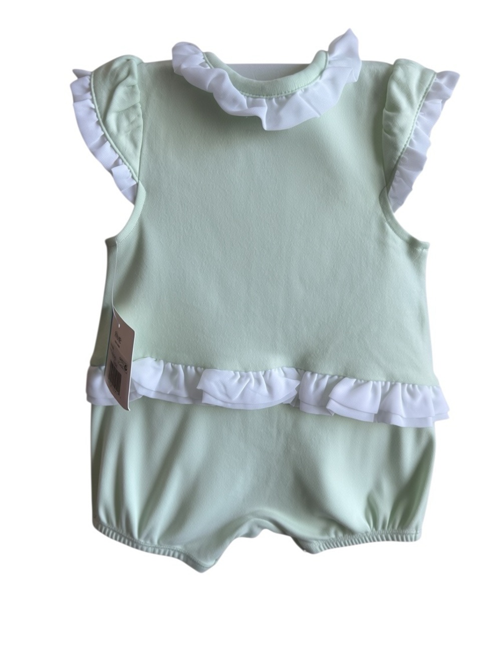 Little Me Mint Green Strawberry Romper with White Ruffle Collar - Picture 3 of 3